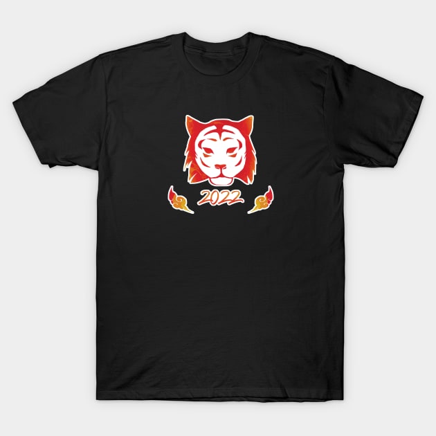 Chinese Zodiac Tiger Year 2022 Tribal Graphic Minimal T-Shirt by yellowpomelo